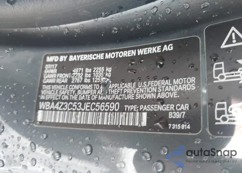 2018 BMW 430I xDrive из США, поврежденный, VIN WBA4Z3C53JEC56590